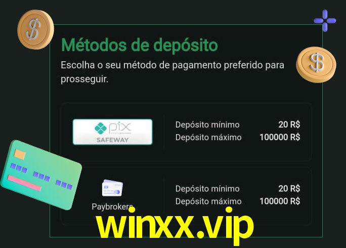 O cassino winxx.vip oferece uma grande variedade de métodos de pagamento